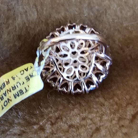 Sz 5.25, Garnet Heart Shaped Cluster Ring,925 Silver, 14K Rose Gold Overlay, NWT - Picture 5 of 12